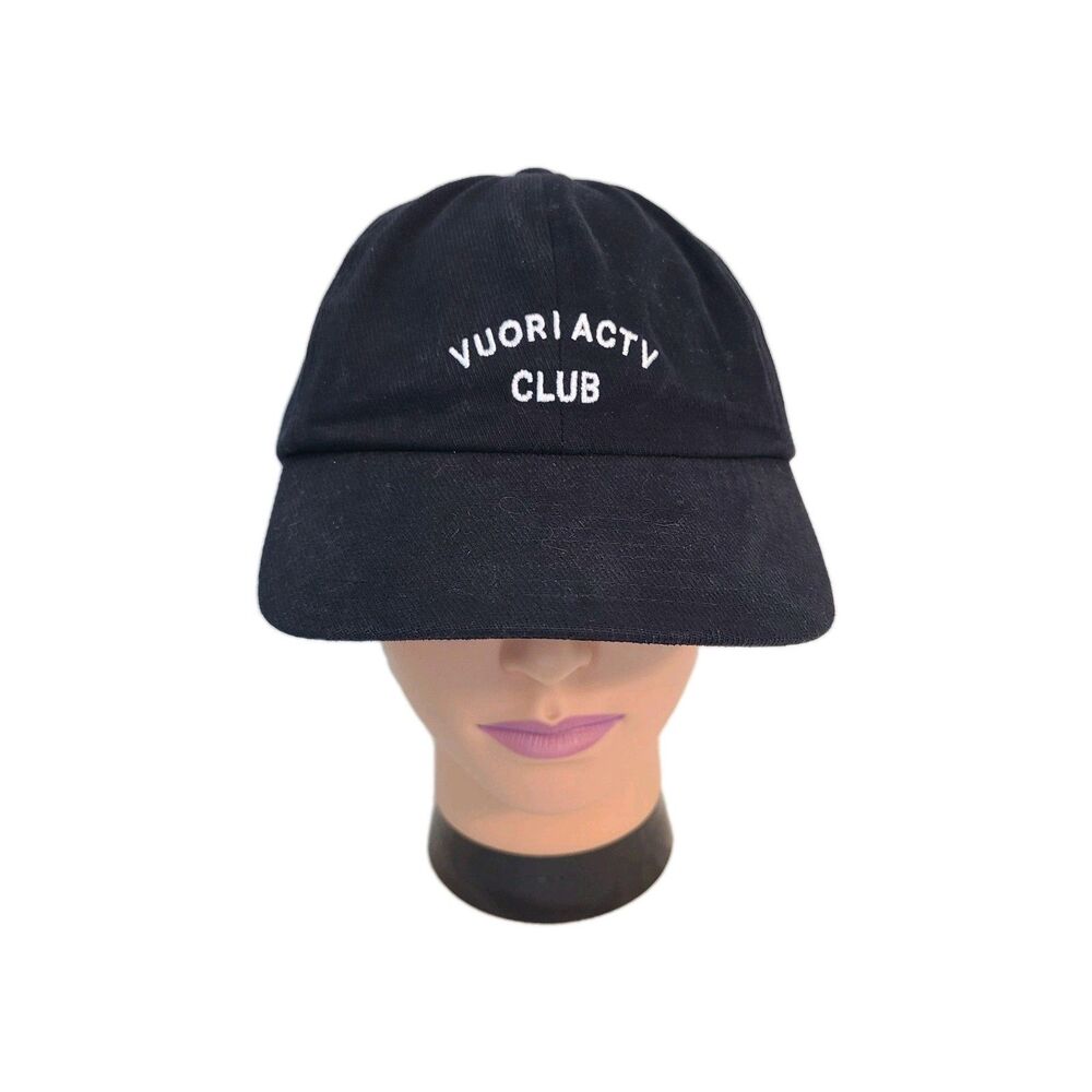 Vuori ACTV Club Dad Hat Black Strapback Baseball Cap Embroidered Gorpcore NWT